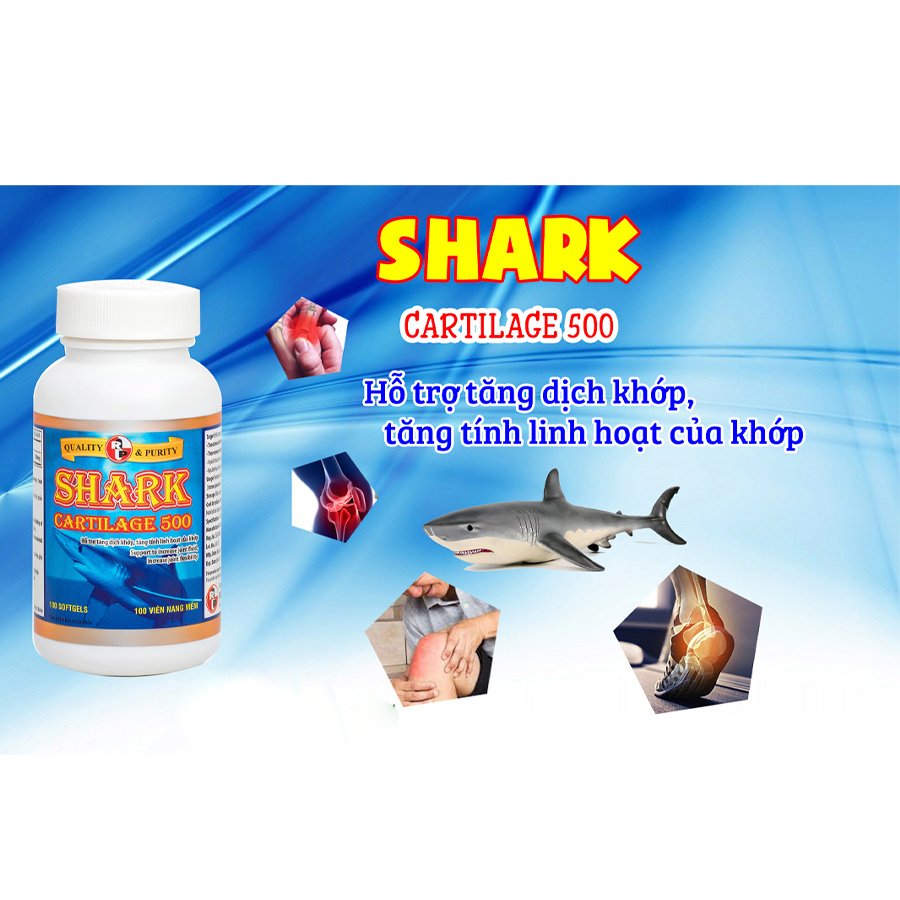 TPCN bổ sung sụn khớp – hỗ trợ giảm đau khớp Shark Cartilage 500- Robinson Pharma Usa-chai 100 viên