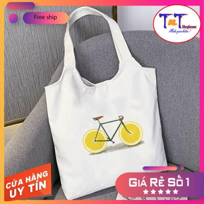 TT19 Túi tote vải Canvas đeo vai phong cách Ulzzang, vải bố form Unisex Vintage