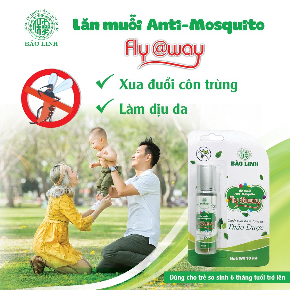 Lăn đuổi muỗi và côn trùng Flyaway, ngăn ngừa muỗi đốt, côn trùng cắn - Mùi hương bạc hà - 10ml, 100% từ Thảo dược thiên nhiên, An toàn cho bé và cả gia đình