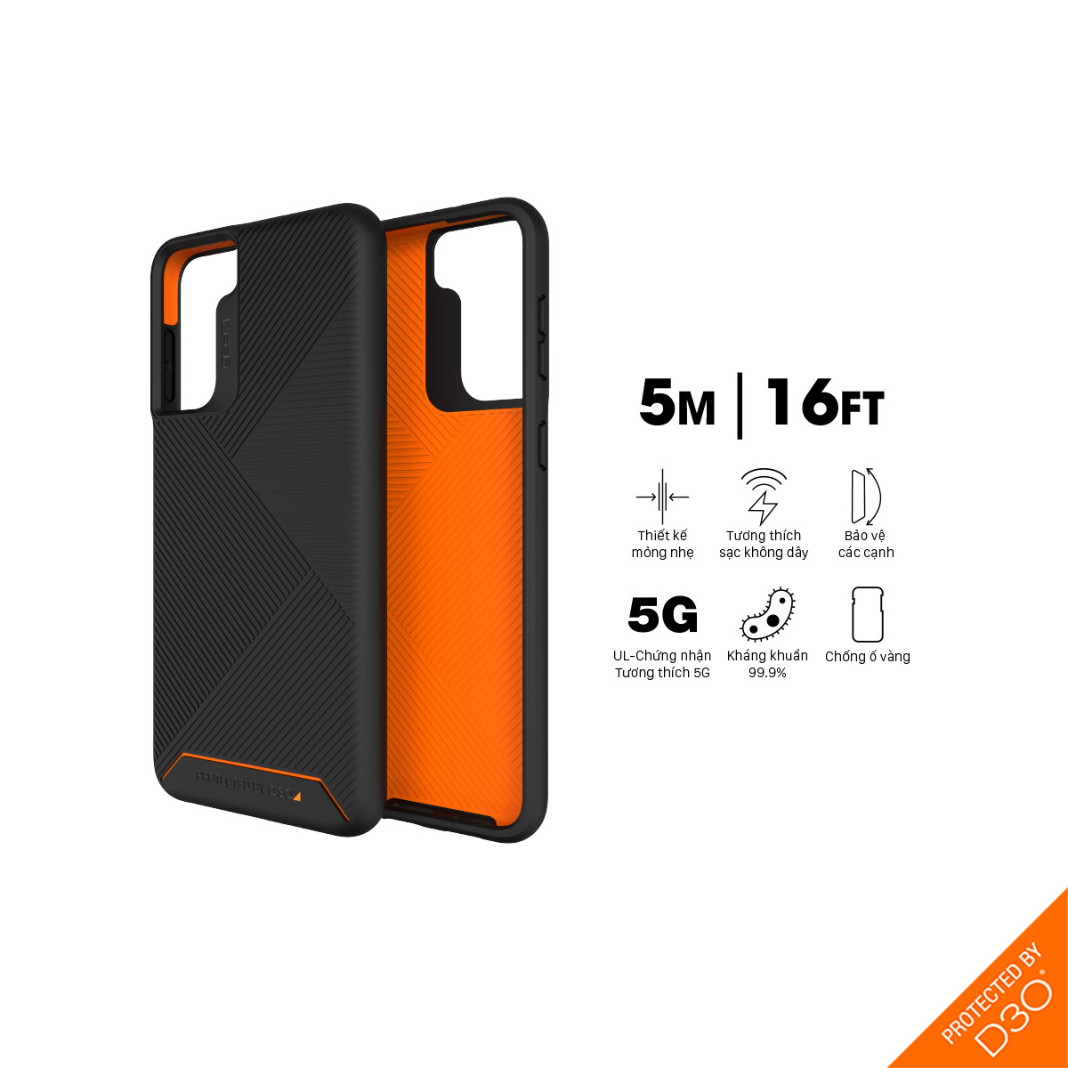 Ốp lưng chống sốc Gear4 D3O Denali 5m cho Samsung Galaxy S21 Plus/Ultra - Hàng chính hãng