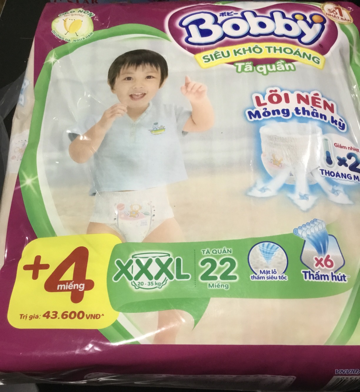 Tặng Thêm 4 Miếng Bên Trong - Tã Quần Trẻ Em Bobby Size Xxxl 22 Miếng 20 Đến 35 Kg - Bỉm Quần Cho Bé Bobby Size Cực Đại Xxxl22 Xxxl