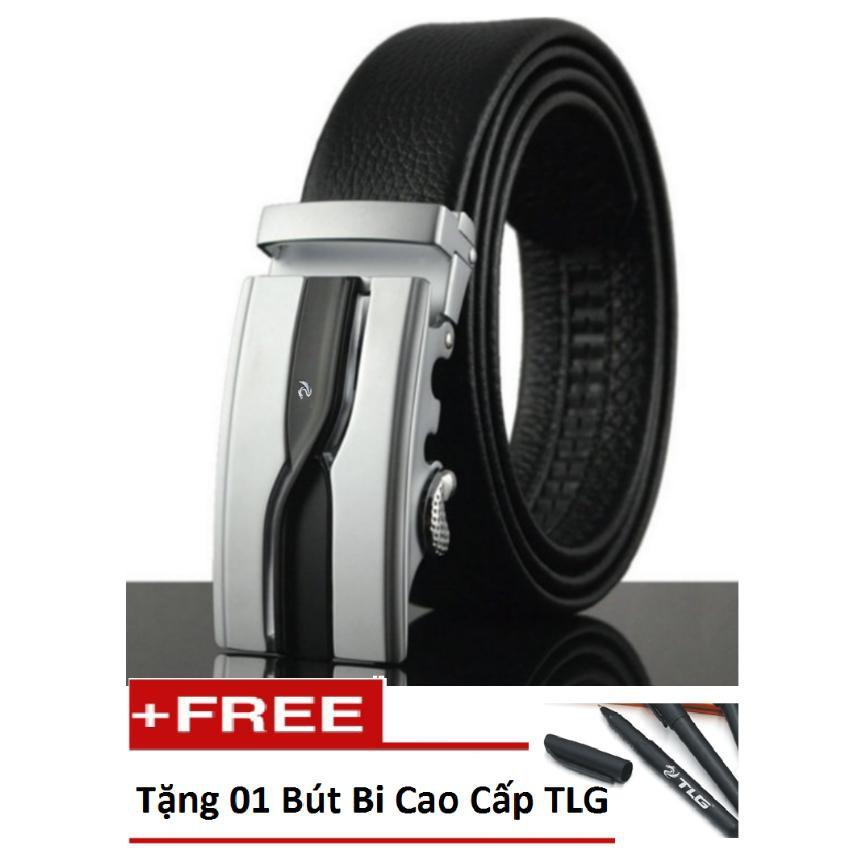 Thắt lưng da nam Thành Long 203903-10 (Đen) tặng 01 bút bi cao cấp TLG K410