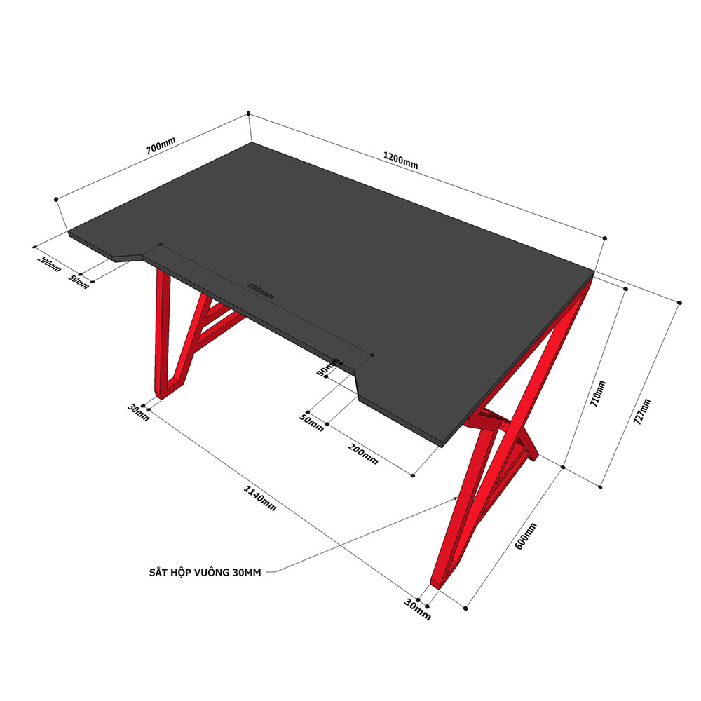 Bàn Gamingdesk UBAN Homeoffice gỗ cao su GD68021 120x70x75(cm)