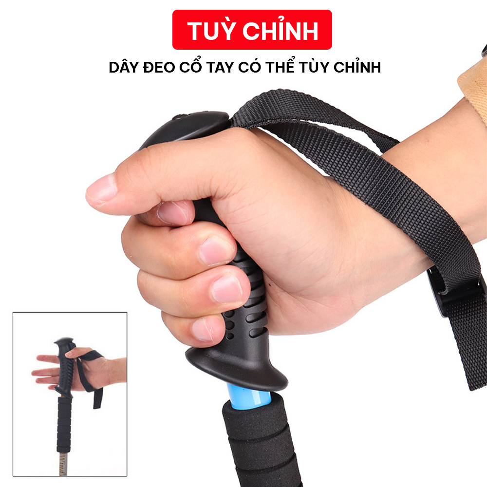 Gậy Leo Núi Hợp Kim Nhôm, siêu nhẹ 230g, gấp gọn 30cm tiện lợi đem theo đi dã ngoại, trekking, phượt - Hãng dododios