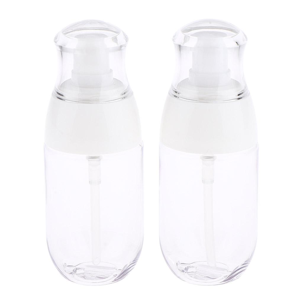 2Pcs Refillable Empty Cream Shampoo Lotion Pump Bottles with Cap 30ml