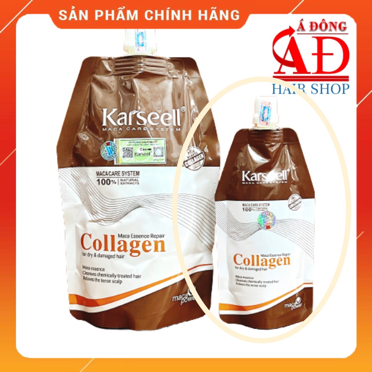 Kem ủ tóc Collagen Karseell Maca DẠNG TÚI + Cặp gội xả gói 15mlx2