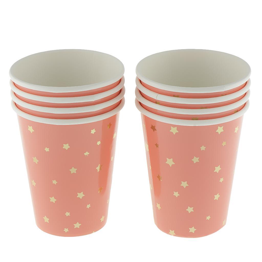 8 Pieces Gilding Star Disposable Paper Cup Birthday Tableware Red