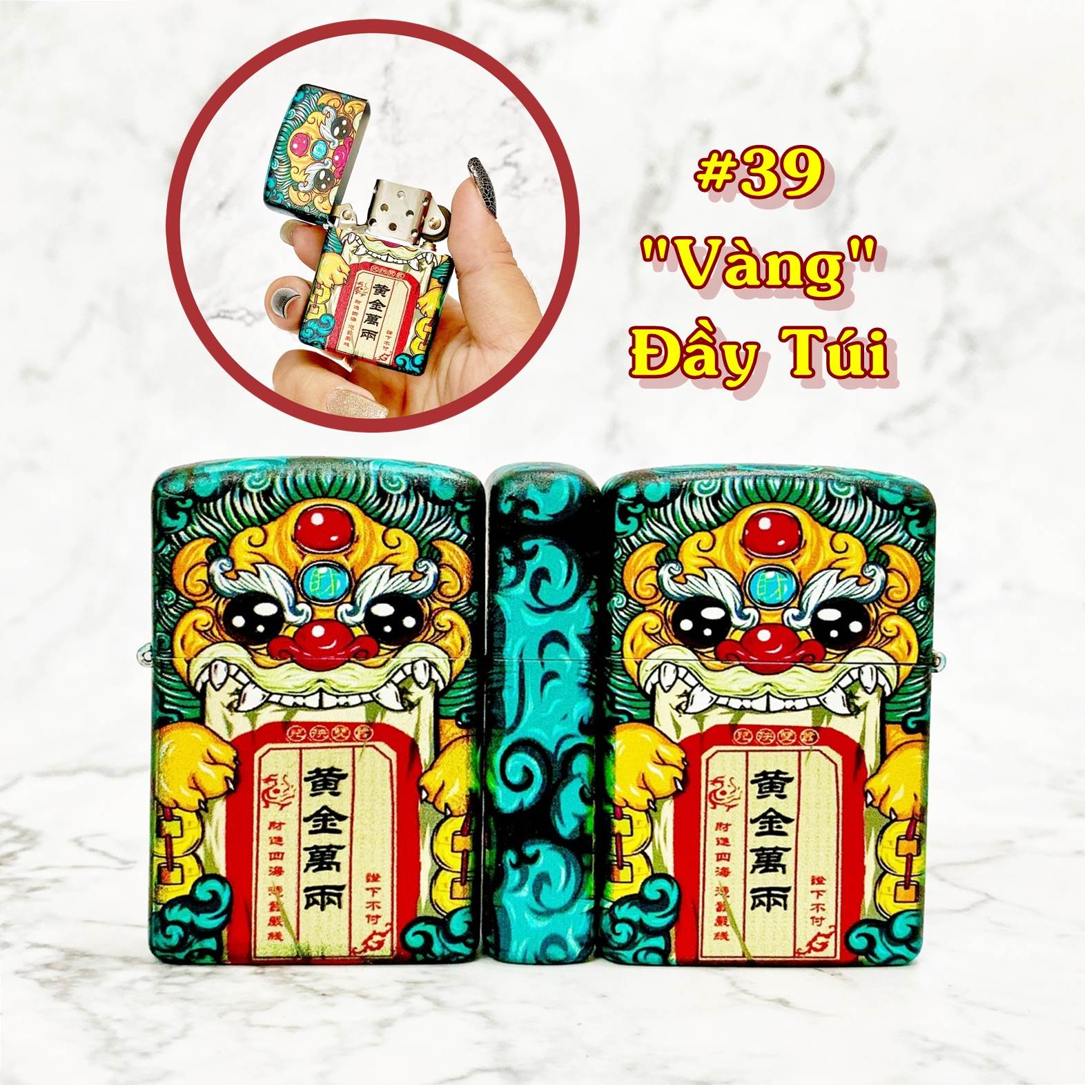 Hột Quẹt Bật Lửa phiên bản nhật "Vàng Đầy Túi" may mắn H39 - xài xăng