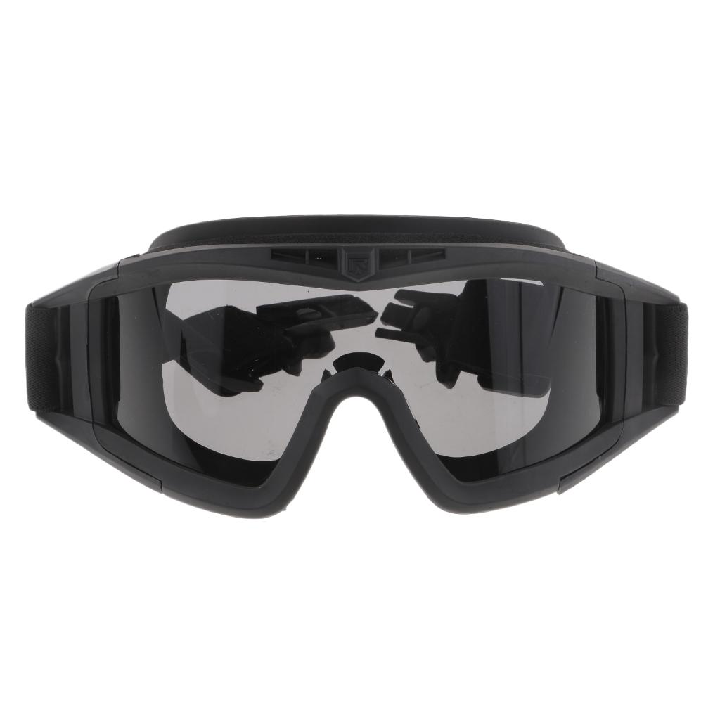FAST Tactical Goggle Glasses for Helmet with 3 Lens Shooting Hunting Black