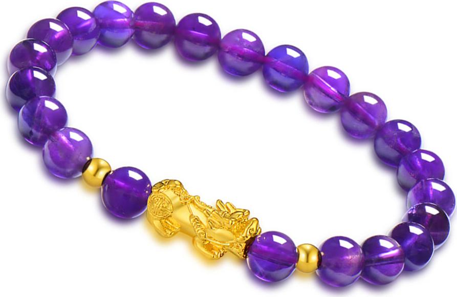Vòng Tay Tỳ Hưu Thạch Anh Tím Amethyst Tự Nhiên 8mm
