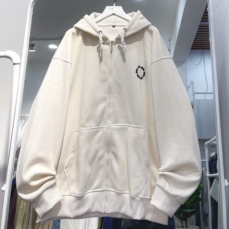 áo hoodie nỉ CELL màu kem unisex ảnh thật SSSTore ( nam nữ mặc đều được)