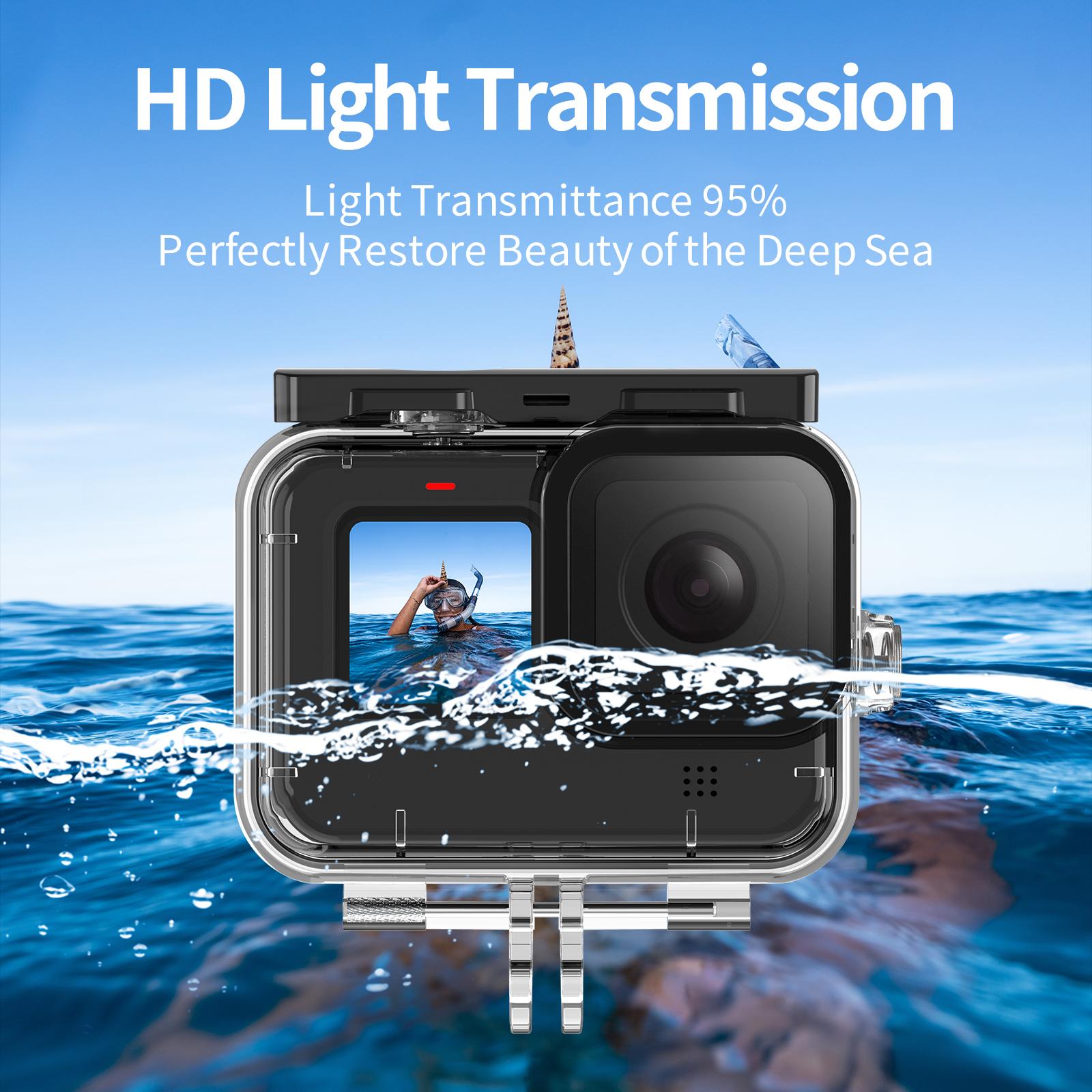 TELESIN Vỏ Chống Nước 60M Cho GoPro Hero 11 10 9 Lặn Dưới Nước Vỏ Bọc Với Bộ Lọc Lặn Phụ Kiện Camera Hành Động