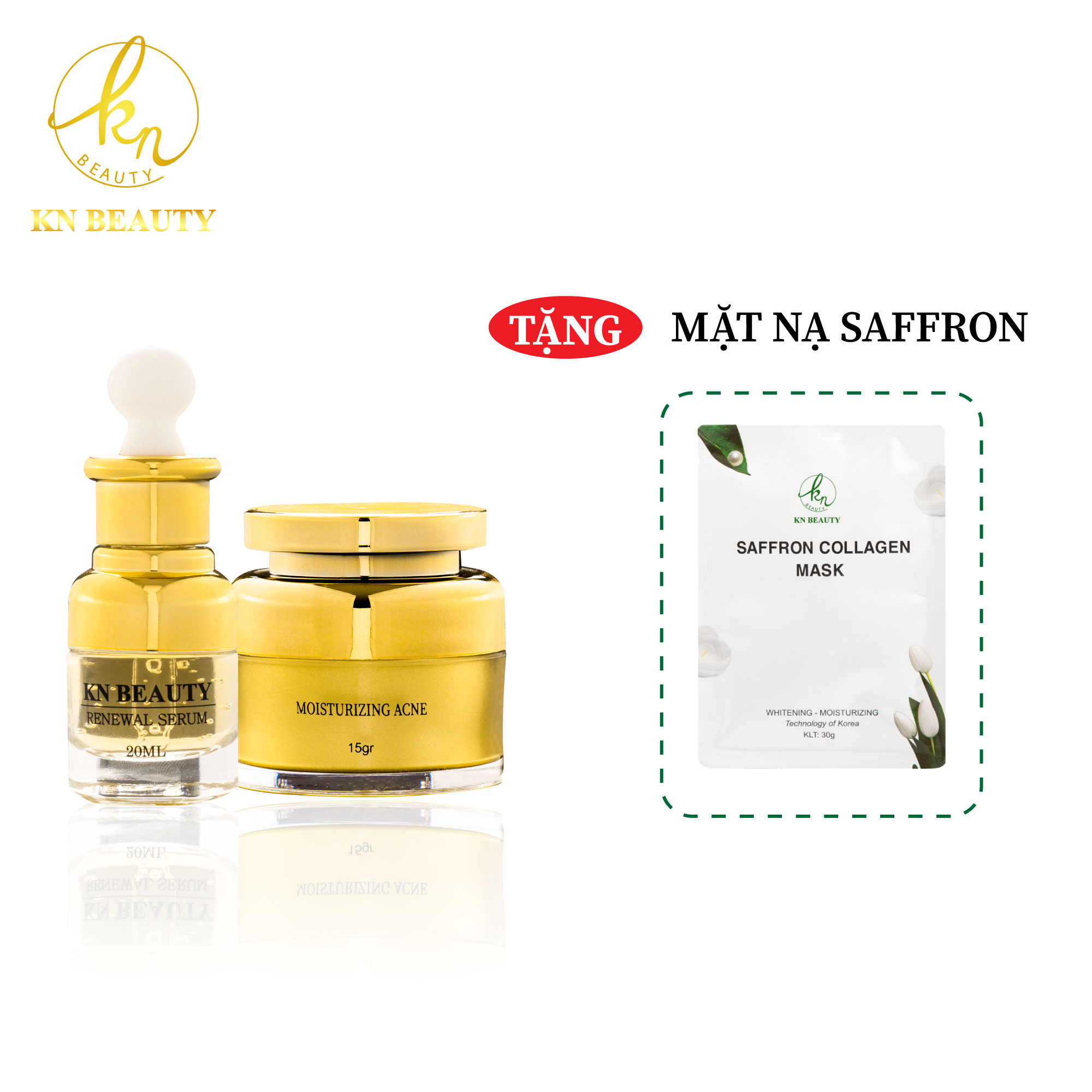 Bộ 2 sản phẩm Trắng Da Ngừa mụn KN Beauty chuyên sâu: Kem dưỡng 25g + Serum 30ml (Quà Tặng Mặt Nạ)