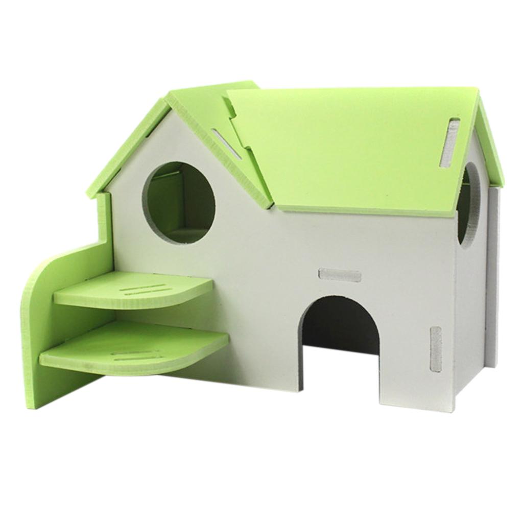 Hamster Mouse Hideout House Wooden Living Hut Exercise Funny Nest Toy Blue
