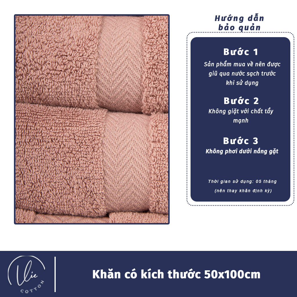 Khăn Tắm Cao Cấp VieCotton 100% Cotton Cỡ 50x100 Siêu Dày Siêu Mềm Mịn Thấm Hút Cam Kết Giao Đúng Màu