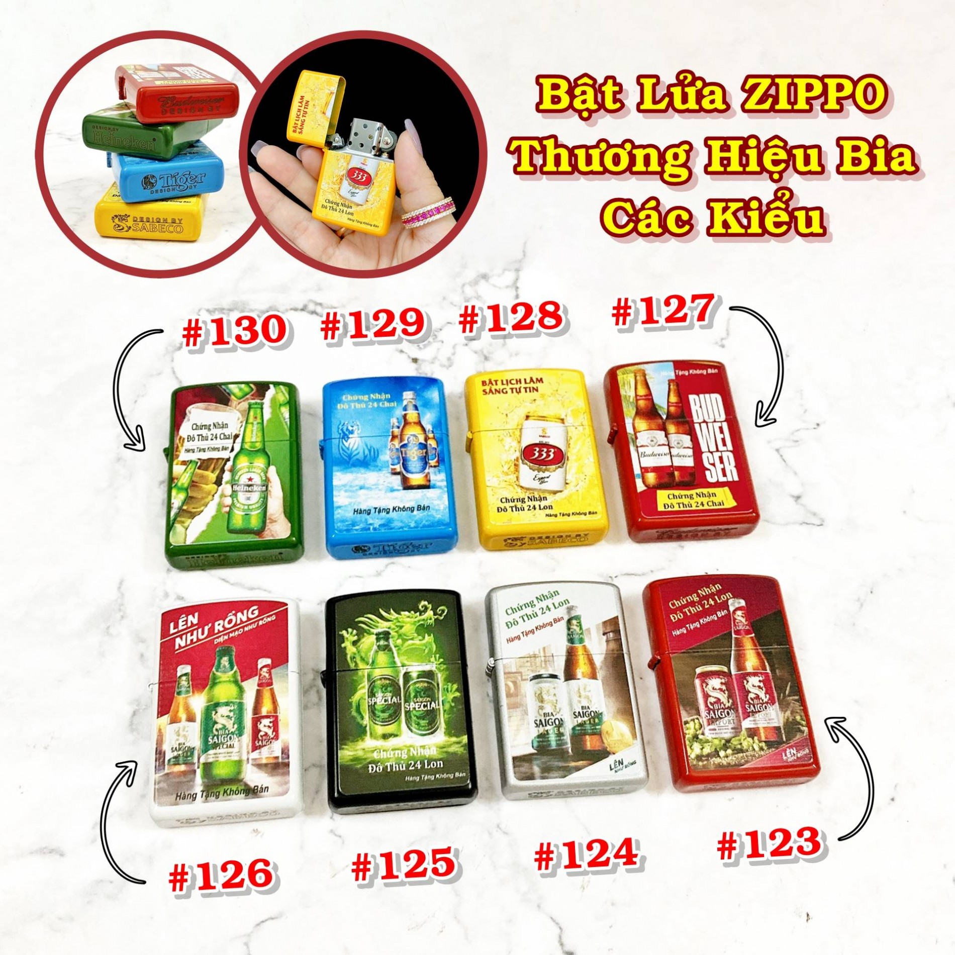 ZPH125-BẬT LỬA ZIPO 2 MẶT THƯƠNG HIỆU BIA SÀI GÒN SPECIAL - #125