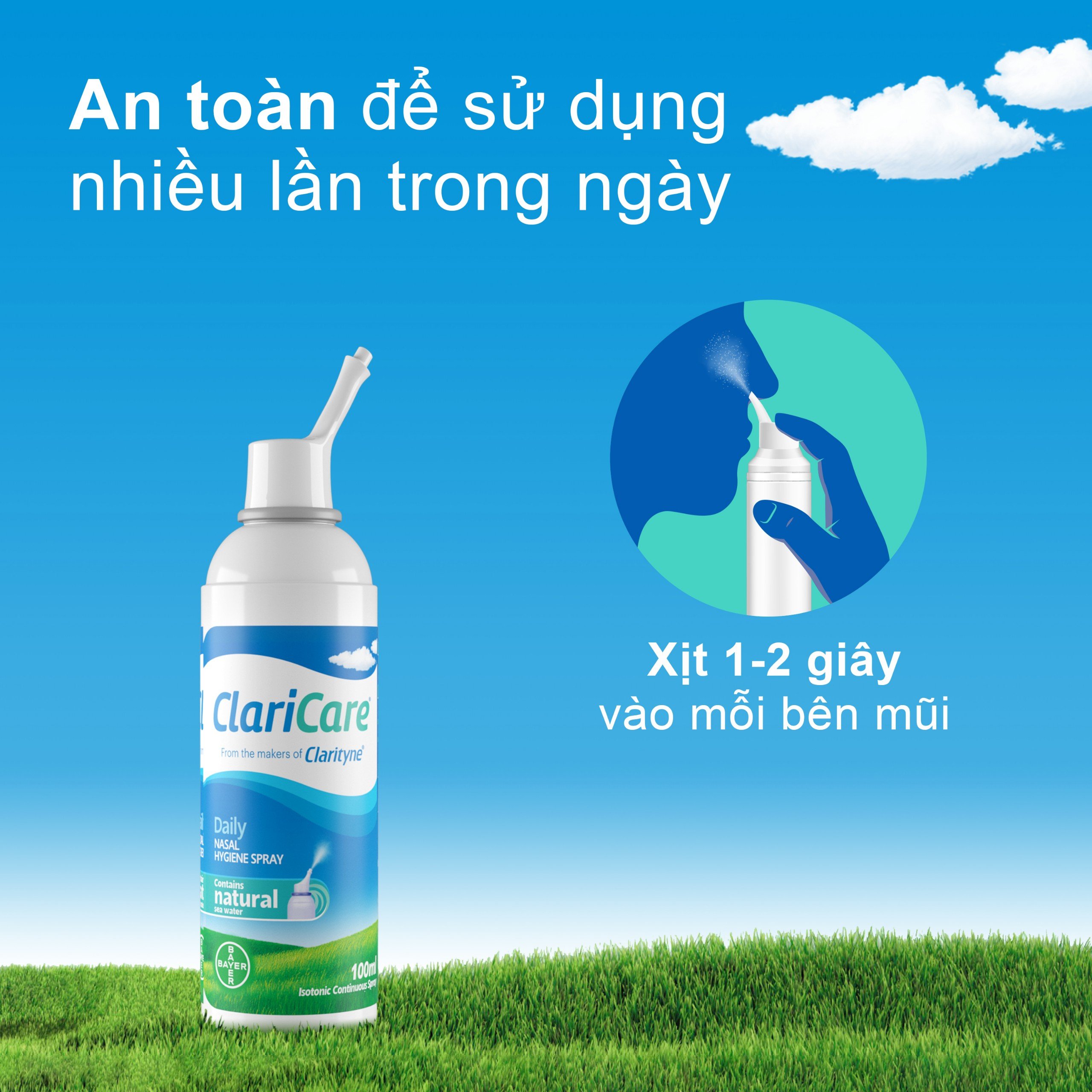 Combo 2 Dung Dịch Xịt Vệ Sinh Mũi CLARICARE 100ml x2 Giảm Các Chiệu Trứng Viêm Mũi Dị Ứng