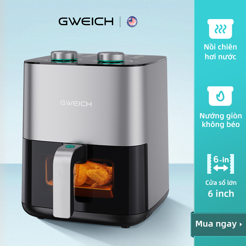 Nồi chiên không dầu GWEICH GWA-45M01 dung tích 4.5L - Thép không gỉ - Hàng chính hãng