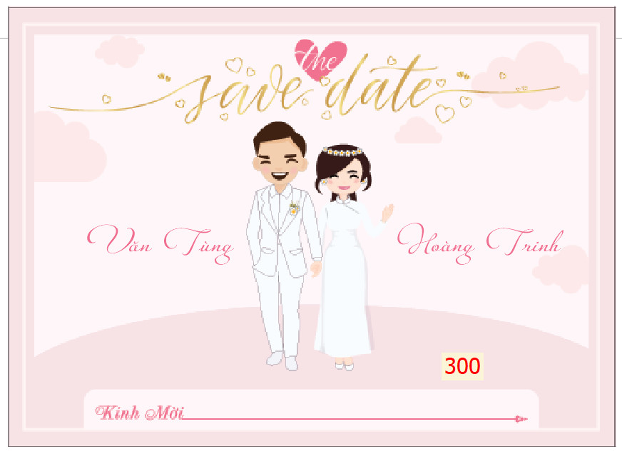 30 thiệp cưới viết tay màu hồng, giao mẫu ngẫu nhiên