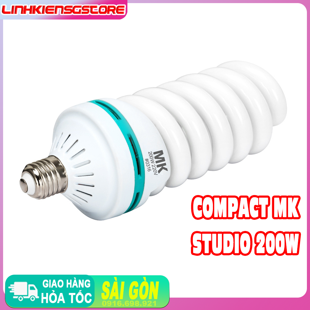 Bóng đèn compact xoắn highlight MK 200W / 5500K hỗ trợ quay phim , chụp ảnh studio chống chói ,tiết kiệm điện