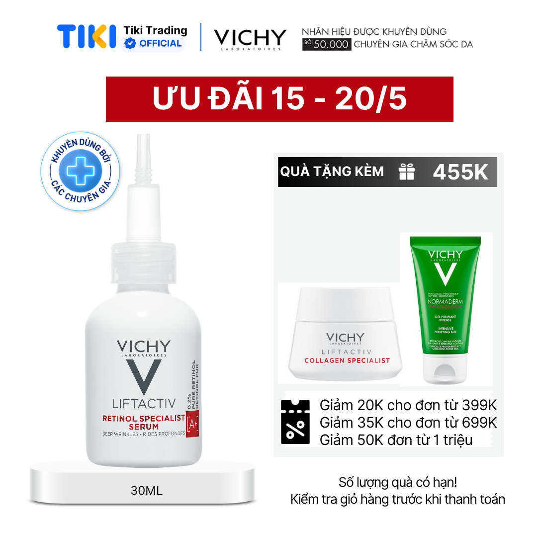 Dưỡng chất giảm nếp nhăn và giúp da trông trẻ hơn Vichy Liftactiv Retinol 30ml