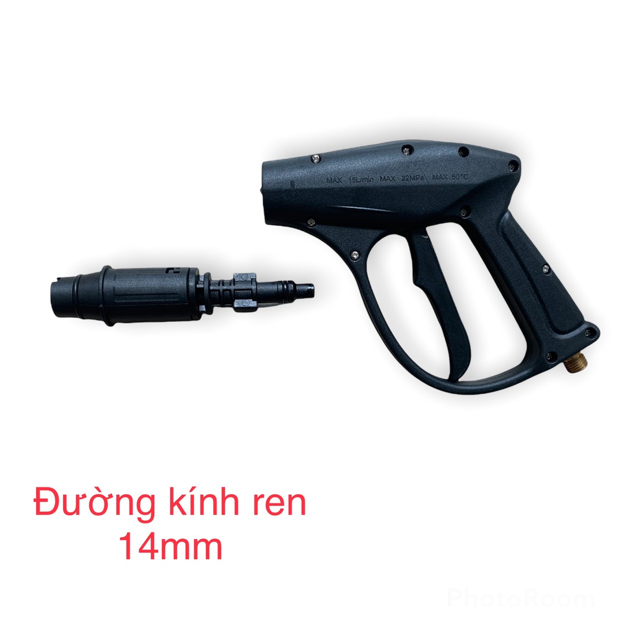 Súng xịt rửa xe lõi nhựa đặc dài 30cm,ĐK ren ngoài Ø14mm, máy xịt rửa xe áp lực cao,SUNG4