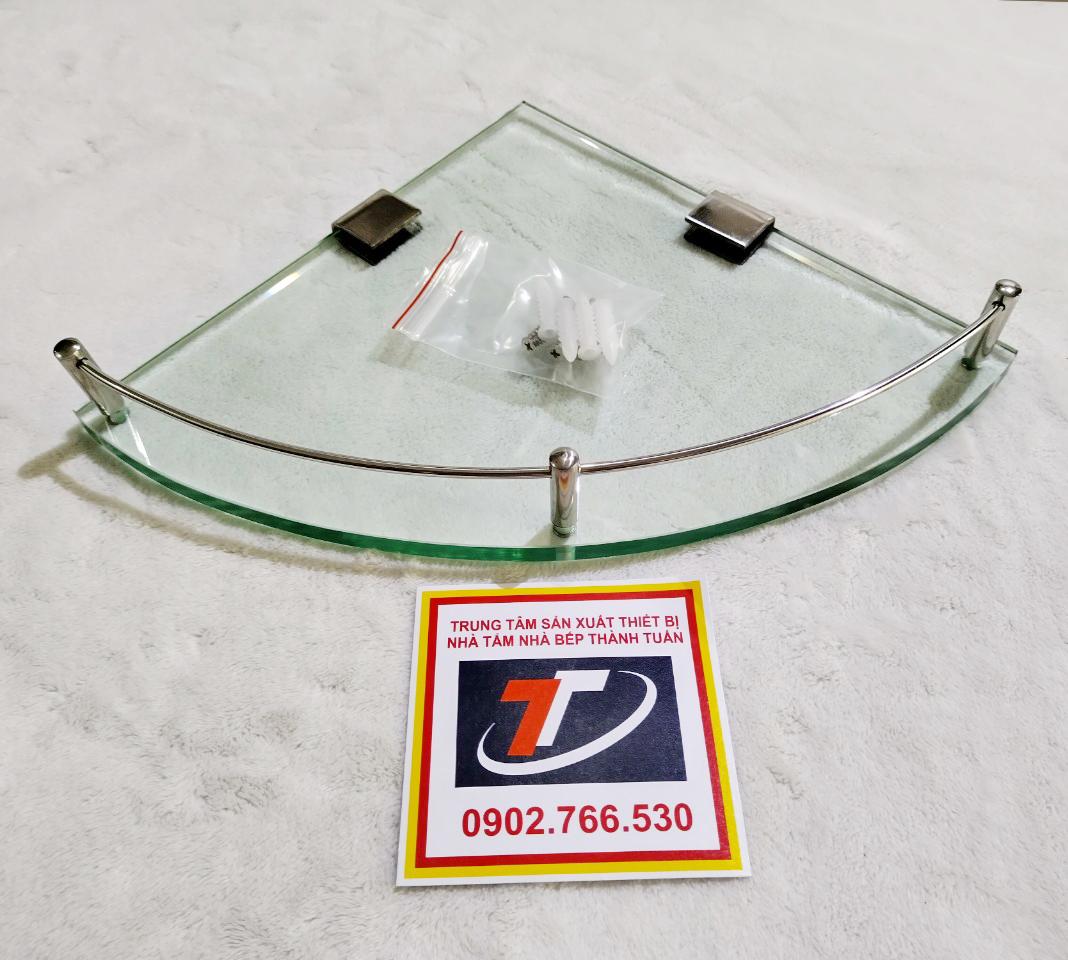 Kệ góc kính inox một tầng