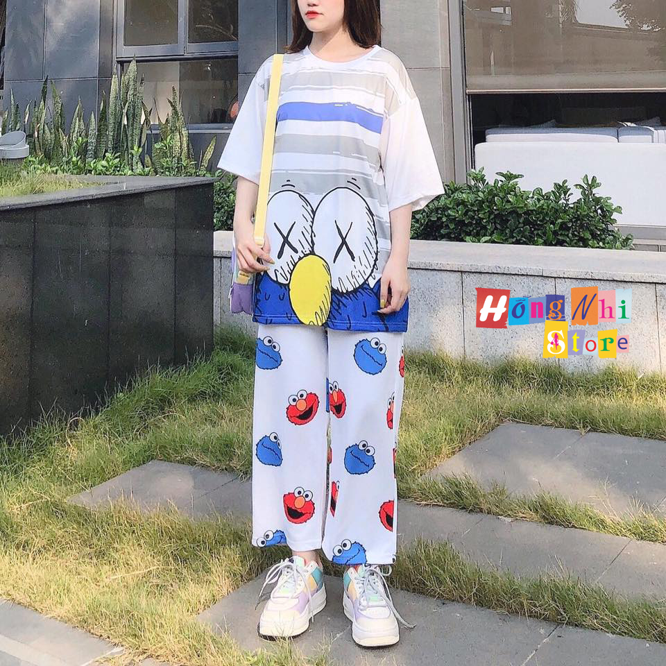 Quần Hoạt Hình Dài Ống Rộng Kawaii Cartoon Pant Oversize Ulzzang Unisex - MM