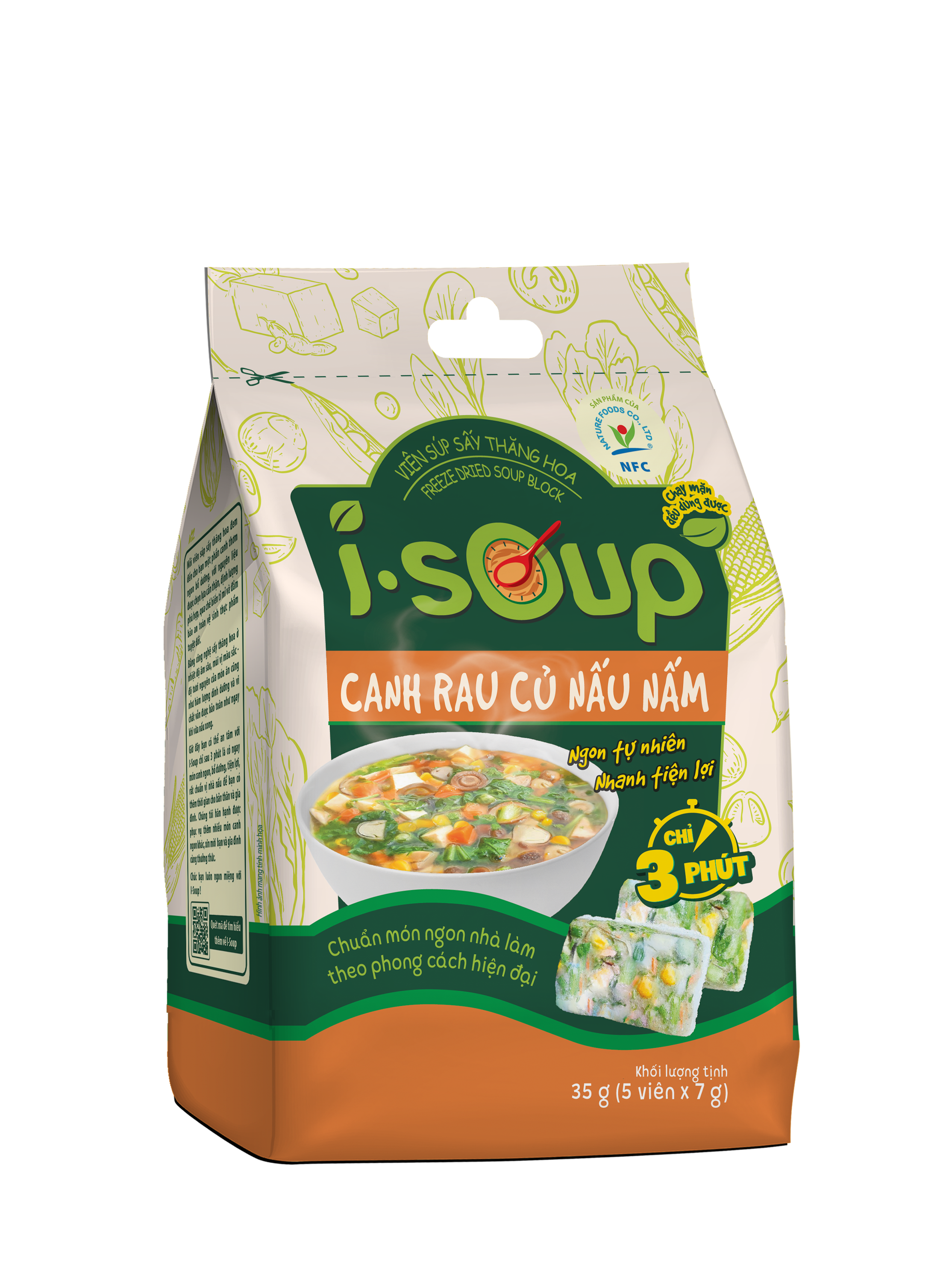 Canh Rau Củ Nấu Nấm Ăn Liền I-Soup 35g 05 viên