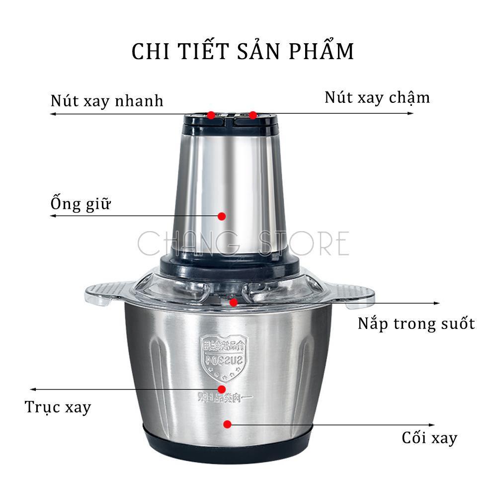 MÁY XAY THỊT ĐA NĂNG CỐI INOX DUNG TÍCH 2 LÍT - LƯỠI KÉP