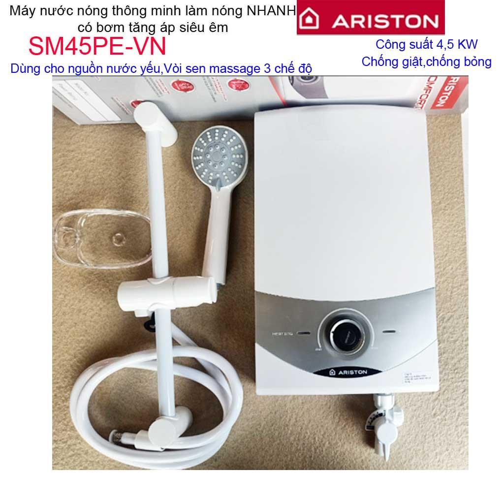 Máy nước nóng Ariston, máy nước nóng trực tiếp có bơm Ariston Aures SM45PE
