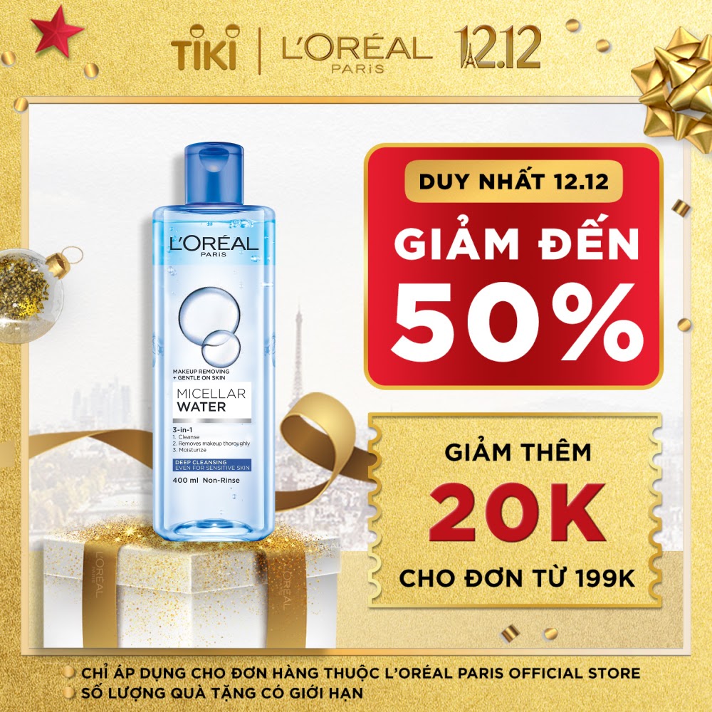 Nước Tẩy Trang L'Oreal 3 In 1 Micellar Làm Sạch Sâu (400ml)