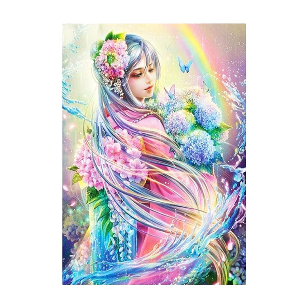 2 Sets DIY 5D Diamond Painting, Fancy Flower Fairy Rhinestone Diamond Embroidery