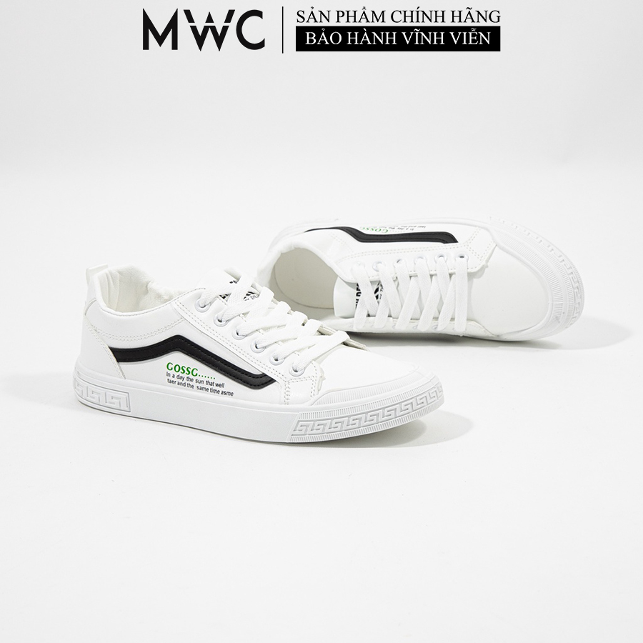 Giày Thể Thao Nam Thời Trang MWC Sneaker Da Đế Thấp Phong Cách Trẻ Trung Năng Động Màu Đen Trắng Kem NATT - 5351