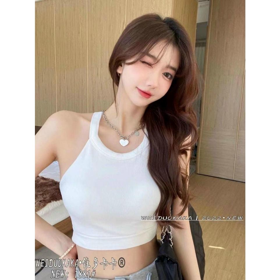 M173. Áo croptop cổ yếm nữ cá tính, áo nữ kiểu đẹp sang chảnh 2023