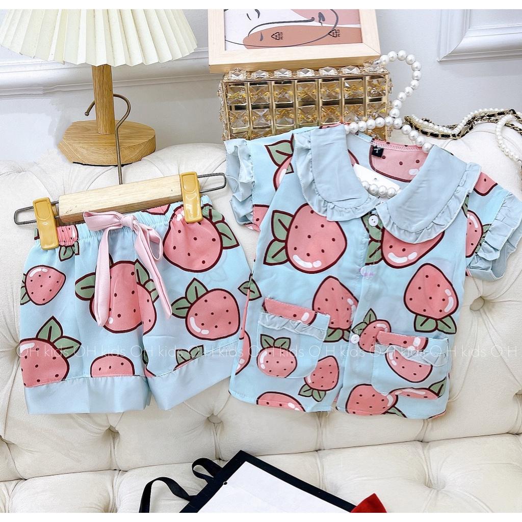 Đồ bộ bé gái, bộ pijama ngắn tay cho bé gái size 5-25kg chất lụa mango mềm mát