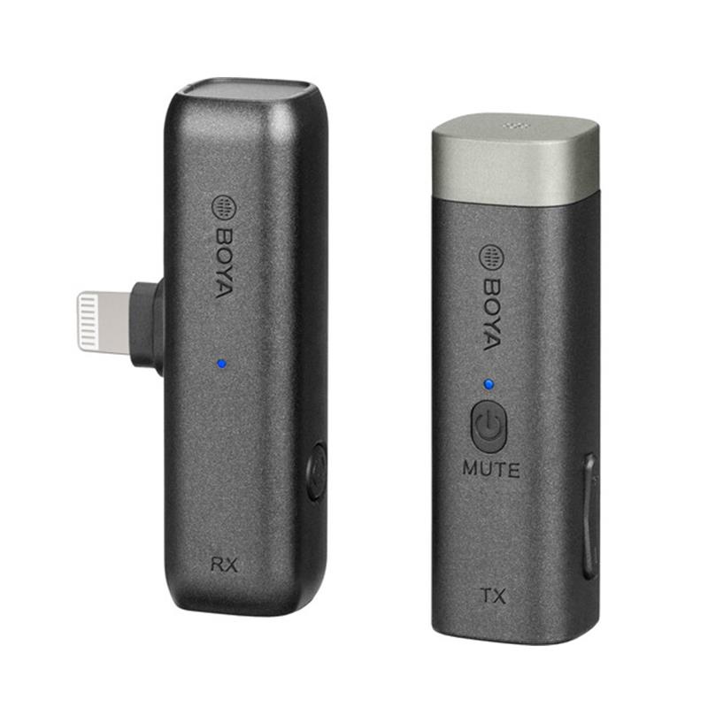 Micro thu âm không dây Boya BY-WM3D (1 phát + 1 thu) gồm cổng lightning cho iPhone và cổng 3.5mm cho Camera - Hàng Chính Hãng