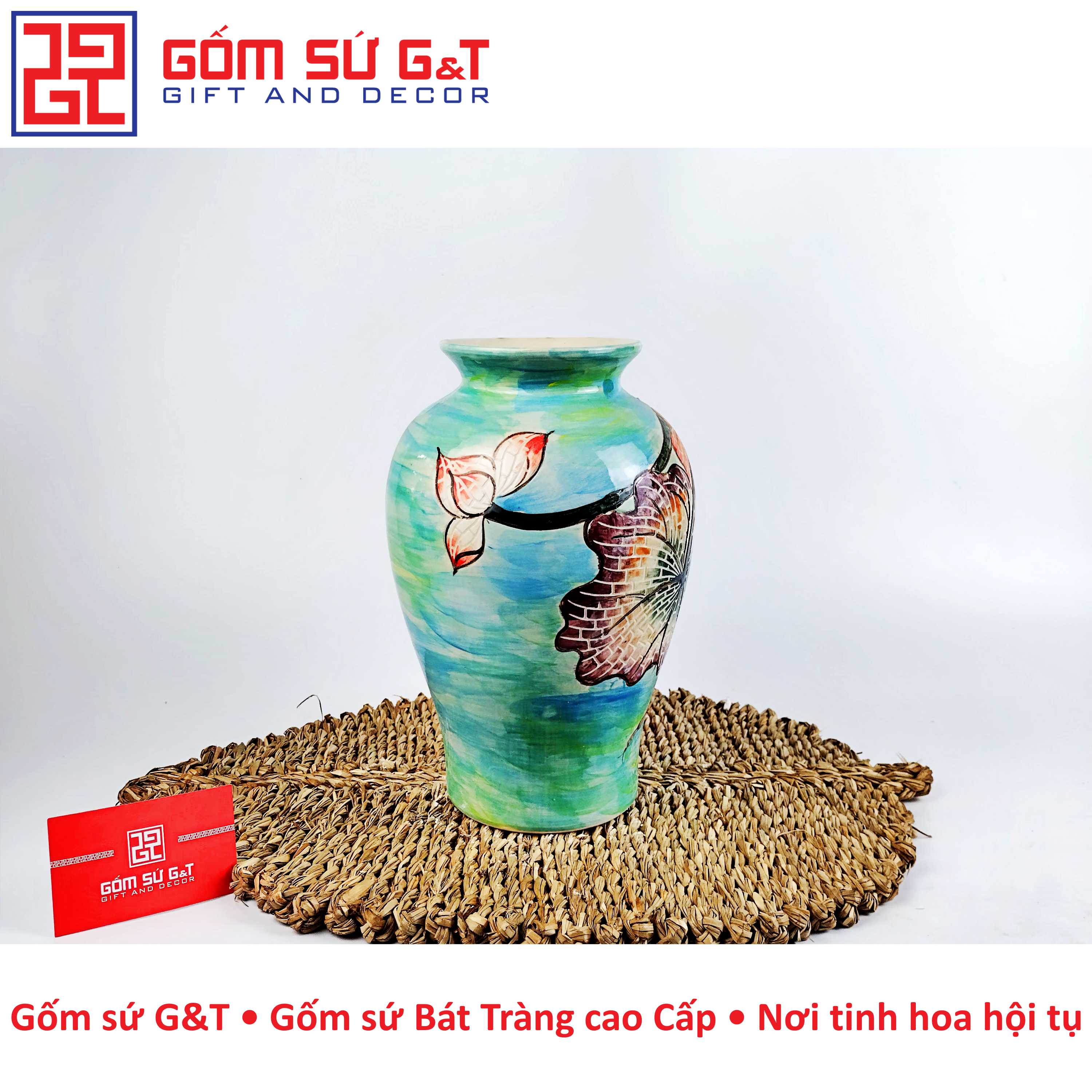 Lọ hoa chum sen chuồn Gốm Sứ G&amp;T