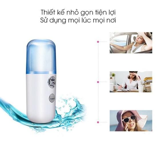 Máy Phun Sương Xông Hơi Mặt NaNo Mini Cầm Tay Hỗ Trợ Dưỡng Da tối đa, xịt khoáng cho da mặt trẻ đẹp