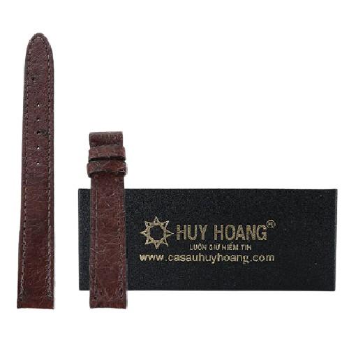 HT8455 - Dây đồng hồ Huy Hoàng da đà điểu da bụng size 12,14 màu nâu đất