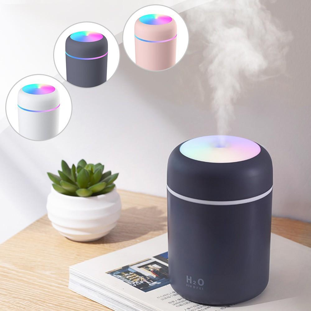 Máy Phun Sương tạo độ ẩm không khí mini có đèn LED màu cầu vồng H2O MIGU.VN