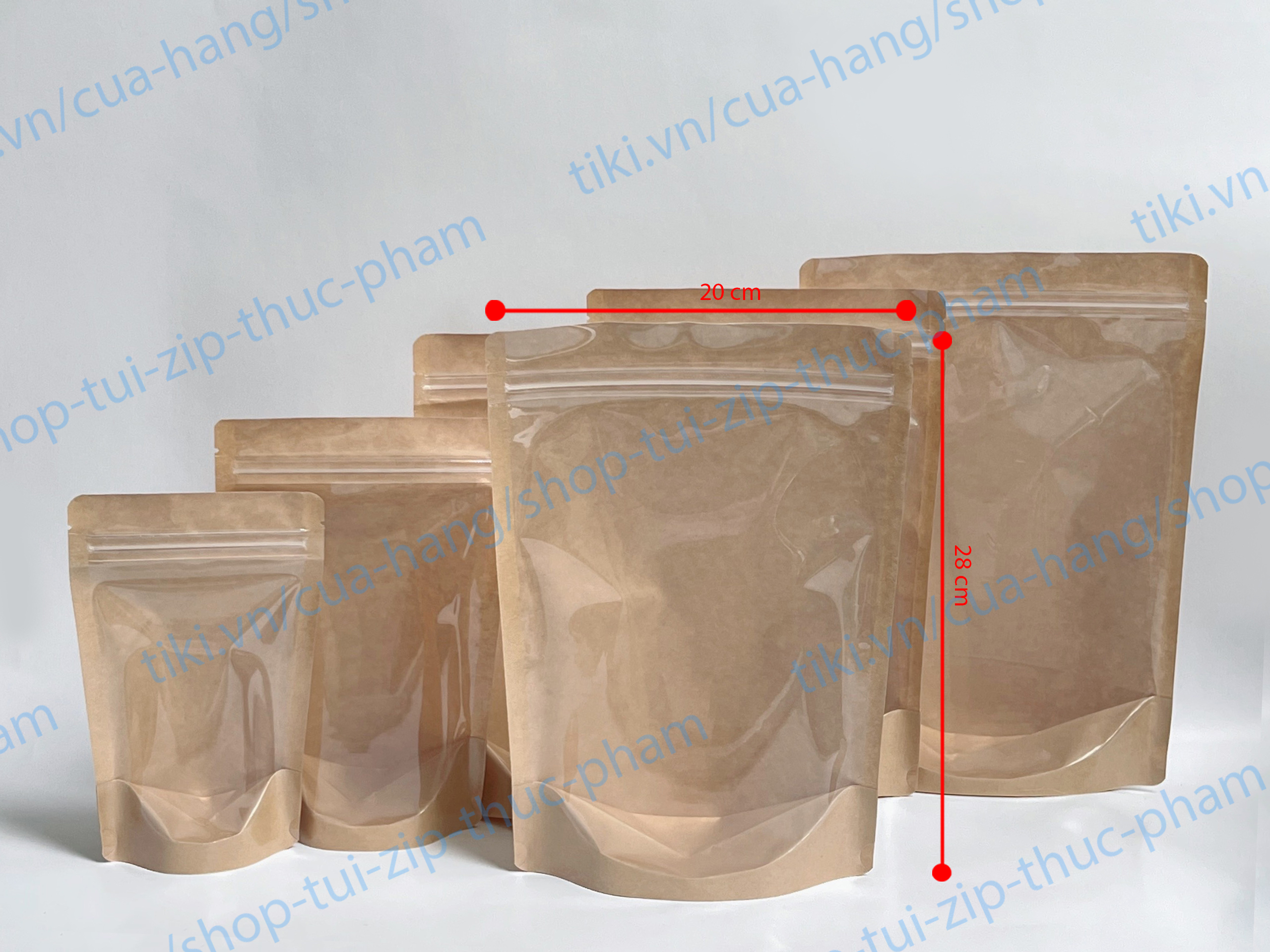 1KG Túi zip giấy đáy đứng - Túi giấy đựng thực phẩm, túi zip zipper giấy kraft, craft đựng bánh kẹo - size