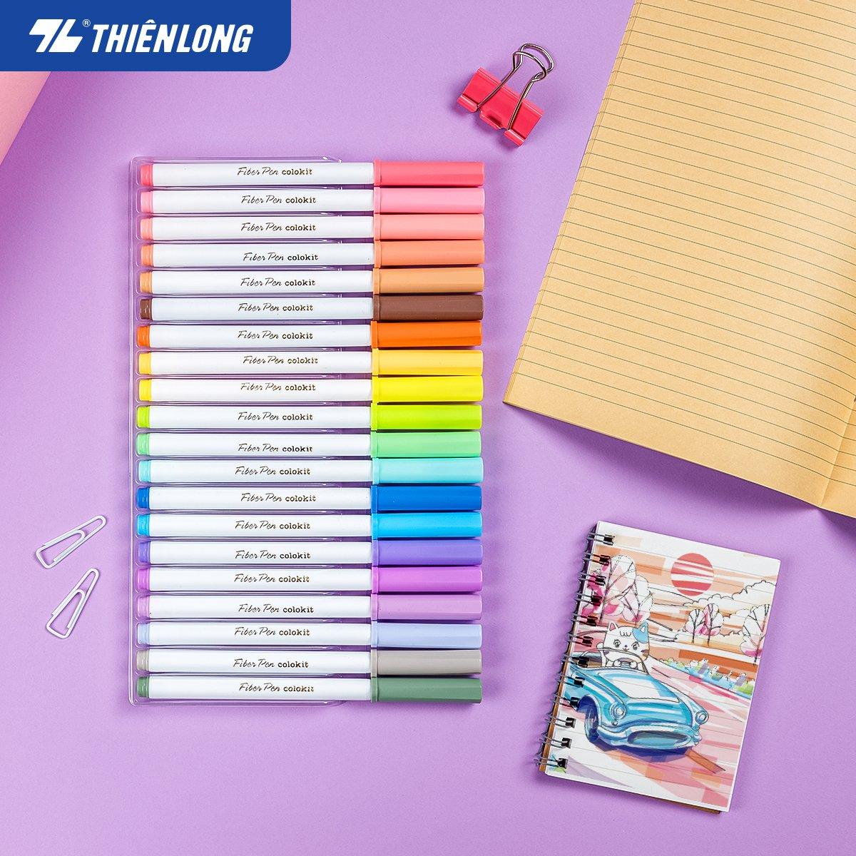 Bút lông 20 màu Pastel Washable Fiber Pen Thiên Long Colokit SWM-C008 - Bút lông màu rửa được-KM