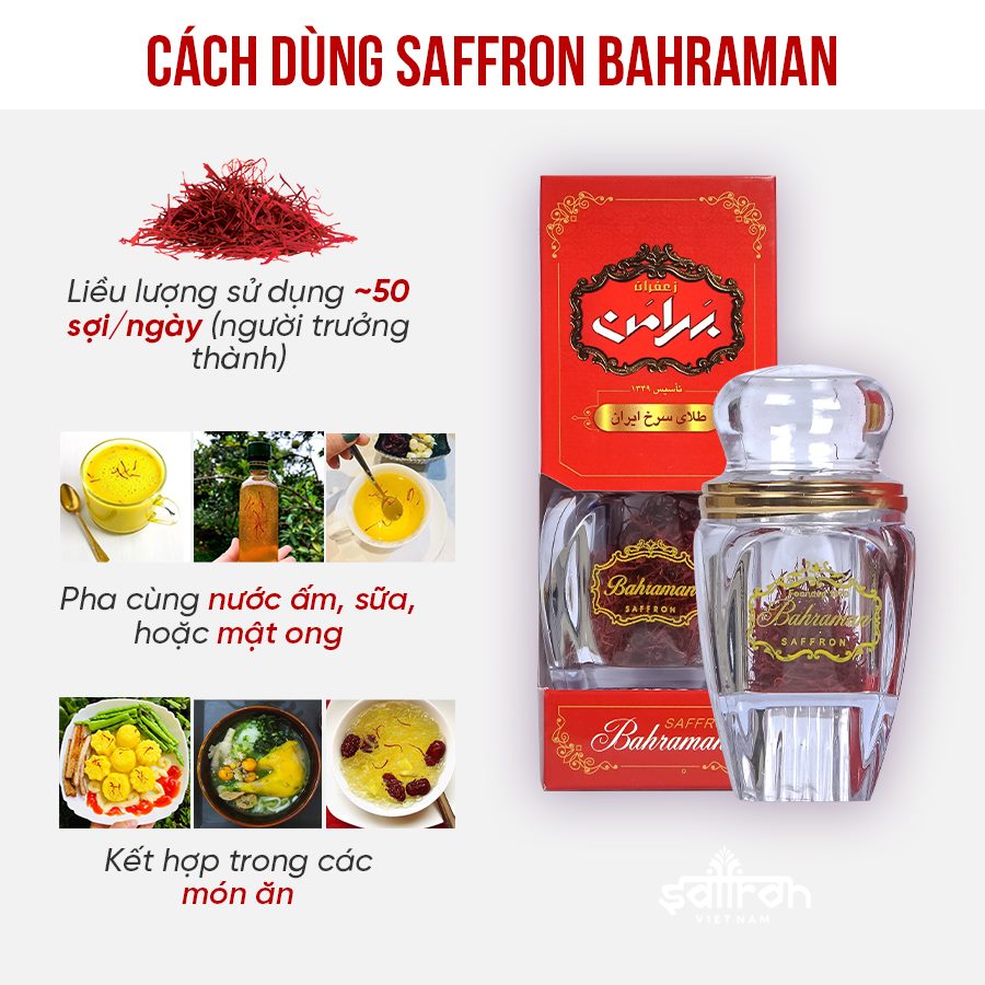 Nhụy Hoa Nghệ Tây Saffron Bahraman Gem 1 hộp 0.5gram/hộp