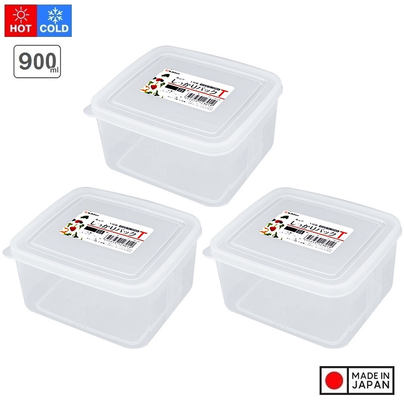 Combo 03 hộp thực phẩm vuông 900ml hàng nội địa Nhật Bản K.122#