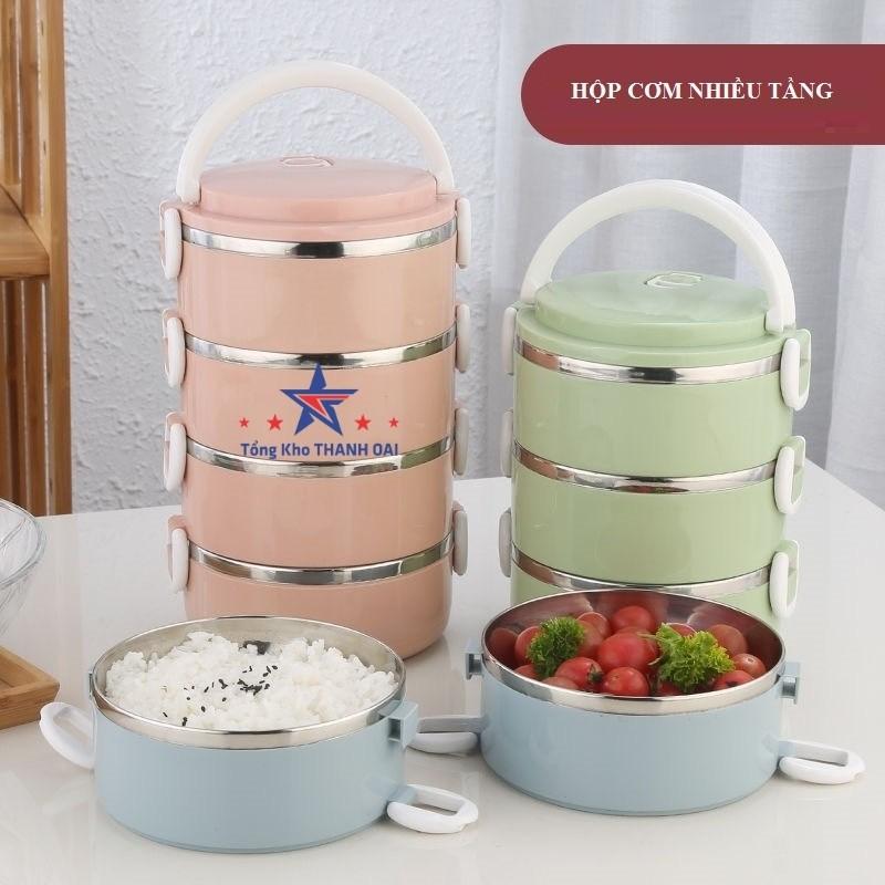 Hộp đựng cơm, Hộp đựng thực phẩm, Cặp lồng cơm giữ nhiệt Lúa Mạch Ruột Inox Chất Lượng Số 1 4 tầng
