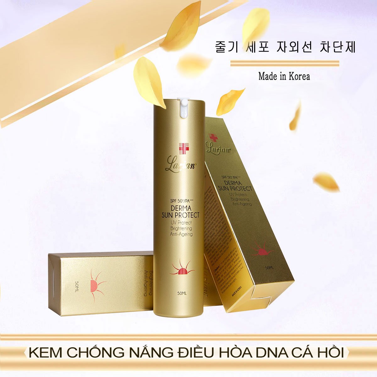 Kem chống nắng dưỡng da tế bào gốc thực vật &amp; DNA cá hồi Larian+ , phù với với mọi loại da