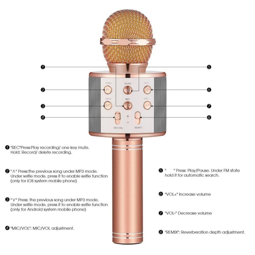 Mic Kèm Loa Bluetooth WS-858 Đa Năng 6 Trong 1 Hát Karaoke