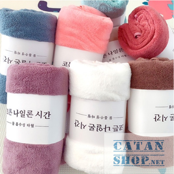 Khăn tắm lông cừu hàn quốc cao cấp 70x140 cm chất bông siêu mềm mịn thấm nước cực nhanh Loại 1 + Tặng khăn quấn tóc cute