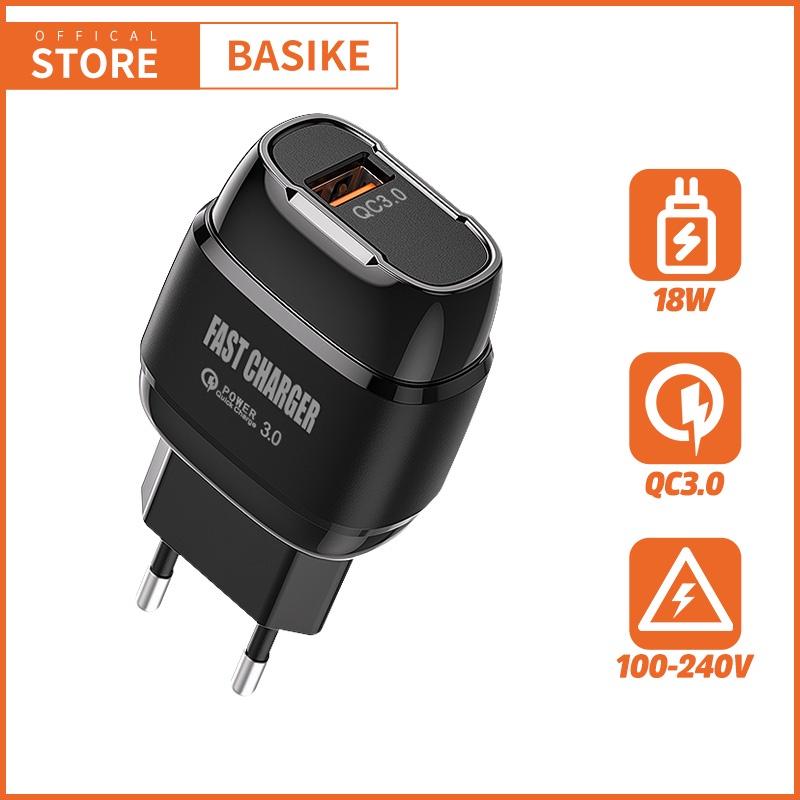 Củ Sạc Nhanh BASIKE AE95 Mini 18W Sạc Nhanh QC3.0 Cho iPhone HUAWEI Samsung-Hàng chính hãng